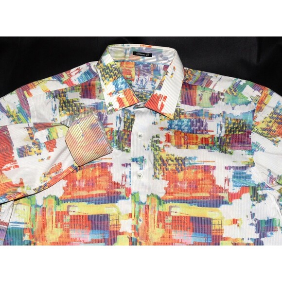 Bugatchi Uomo Classic Fit Men’s Long Button Sleeve Dress Textured Shirt Size XL - Picture 2 of 11